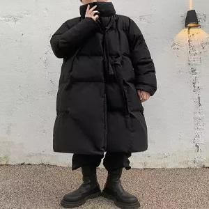 빅사이즈 블랙 오버핏 두루마기 솜패딩 롱패딩 숄카라 S