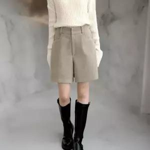 [신세계라이브쇼핑][옷자락] 여성 양기모 겨울 숏팬츠 4부 와이드 데일리 반바지