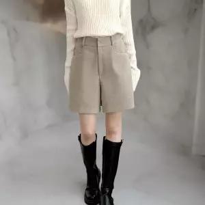 [옷자락]여성 양기모 겨울 숏팬츠 4부 와이드 데일리 반바지_P415140004