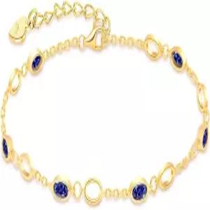 RIVIKO 여성용 탄생석 팔찌 925 스털링 실버 골드 도금 앙증맞은 여성 참 링크 조절 가능한 기념일 주얼리