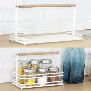 에이도 QCJ178S3 원목 양념통 수납 정리대 주방선반 미니 철재