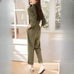 여성 작업복 미술 공예 의류 통기성 점프수트 공방 카키