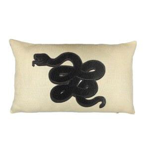 LOXASUM 자수 뱀 베개 커버 쿠션 홈 데코