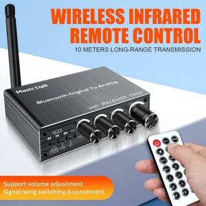 T500 블루투스 5.4 오디오 리시버 DAC AUX RCA USB 동축 광 6.5MM 마이크 카라오케 하이파이 스테레오 DSP
