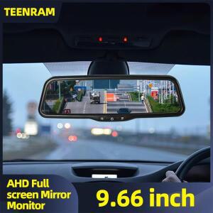 9.66 인치 자동차 디지털 후면보기 미러 모니터 전체 화면 ALED 1080P,RCA / 4PIN 커넥터, 밝기 조정