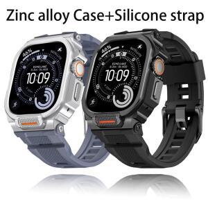 아이폰 워치 울트라 3/2/1 49mm용 아연 합금 케이스+실리콘 스트랩 편안한 투인원 및 하프 패키지 원 밴드