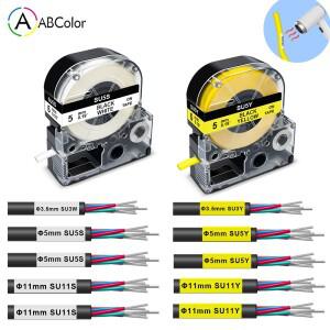 엡손/킹 짐 SU5S SU11S LA-4WBA5 흰색/노란색 Φ5mm/9mm Φ11mm/18mm LW-300 400 프린터용 1Pcs 열 수축 튜