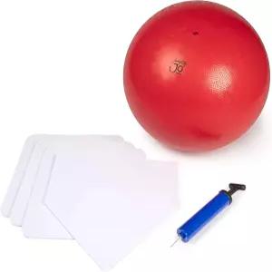 JumpOff Jo - 프리미엄 킥볼 세트 대형 15인치 내구성 야구 베이스 볼 펌프 2 바늘 뒷마당 게임 및 야외