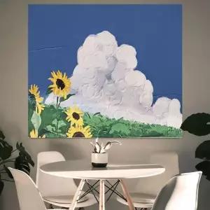 대형 패브릭 포스터 유화 해바라기 M 인테리어소품 벽