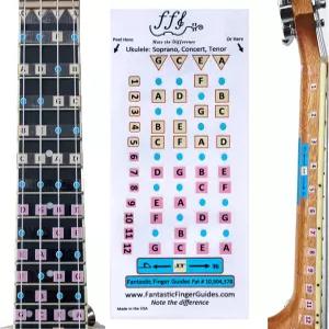 우쿨렐레를 위한 환상적인 핑거 가이드 - 악보 액세서리 프렛보드 및 핑거보드 스티커 학습 노트 우쿨렐레