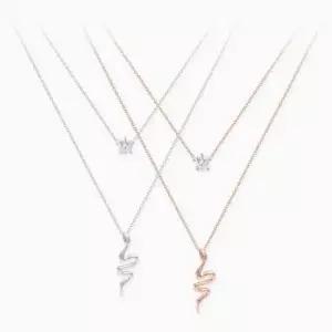 (실버) 스네이크 앤 큐빅 목걸이 W0C3013