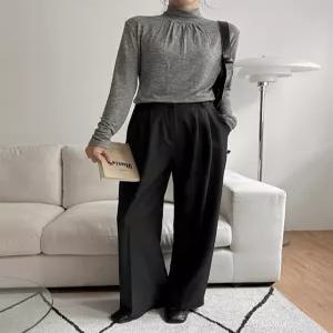 [엠디픽][2가지기장] 시어리 옆밴딩 와이드 슬랙스 86123 빅사이즈 여성의류