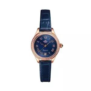 [신세계라이브쇼핑]로즈몽 RS72-05BU-NV 앤틱 터치 로즈 라운드 여성 가죽 손목 시계