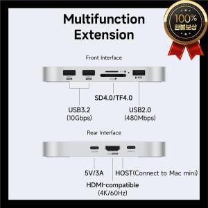 Mac mini M4/M4 Pro 4K 60Hz USB 3.2 Gen2 SD/TF 4.0 도크 스탠드용 SSD 인클로저 Type-C 도킹 스테이션이