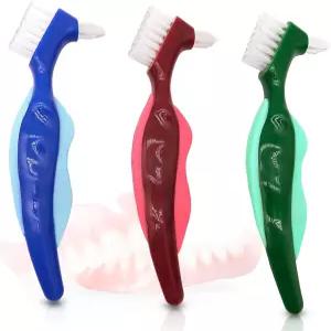 프리미엄 하드 틀니 브러시 다층 칫솔 휴대용 양면 칫솔(3팩)