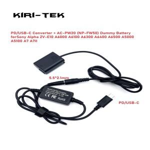 소니호환 알파 ZV-E10 A6000 A7 A7II 용 AC-PW20 USB-C 어댑터 NP-FW50 더미 배터리