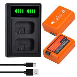 소니호환 ZV-E10 알파 a6500 NEX-3 a7R용 NP-FW50 배터리 USB 충전기