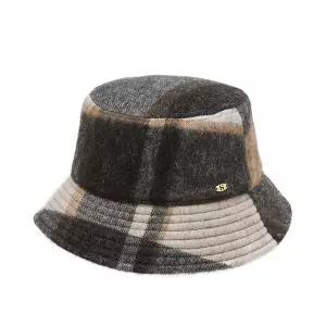 헤지스 HAZZYS 그레이 체크 울 버킷햇 HIHE5F220G2