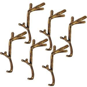 Sfcddtlg 6개 주철 가지 맨틀 행거, 미끄럼 방지 패드가 있는 6인치 장식용 크리스마스 스타킹 홀리데이 홈 파티 브라운 홀더