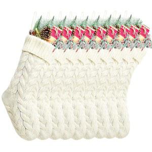 쿠니다 크리스마스 스타킹, 홀리데이 장식용 18인치 아이보리 케이블 니트 9팩