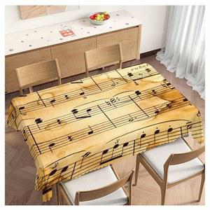 비브스 테이블보 음악 노트 52 X 70 인치, 레트로 뮤지컬 피아노 시트 타원형 주방 식탁보 야외 피크닉 바비큐용 수축 방지 장식 테이블 커버