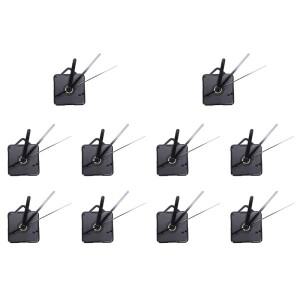 10 팩 벽시계 수리 부품 진자 운동 메커니즘 손 및 피팅 키트가있는 석영 전동 (검은색)