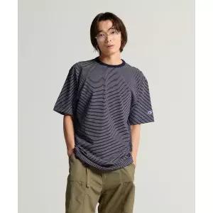 챔피온 CHAMPION C로고 스트라이프 반팔 티셔츠 Navy 417091