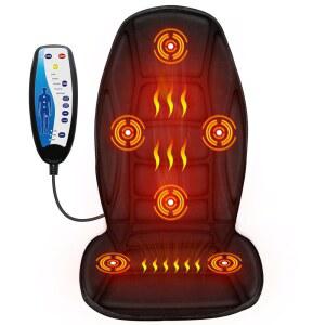 온열 마사지기 5가지 진동 모드 및 2가지 레벨 백 의자 패드 전동 마사지 시트 쿠션 허리 용 남성용 크리스마스 선물 아빠 그녀