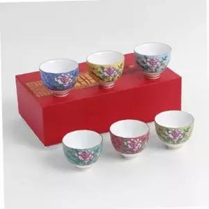 다기 찻잔 6p세트(80ml) (작약) 찻잔선물 차잔