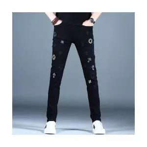 남성 데일리 바지 배기핏 블랙 자수 청 잔발 스판 가을 겨울 캐주얼 다올4