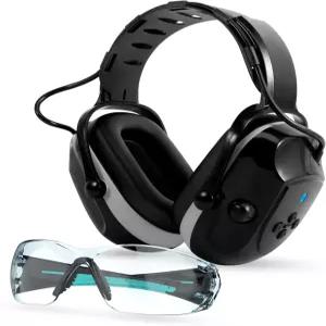 머프프로 블루투스 청력 보호 이어머프 귀 보호+안전 안경 NRR 25dB 소음 상쇄 잔디 깎기 구조