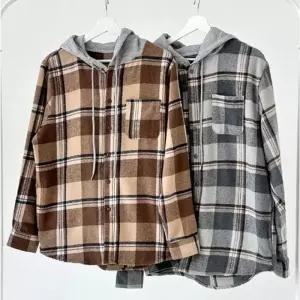 체크 남방 깔끔 셔츠 레이어드 남녀 자켓 커플 후디 1P