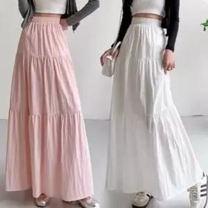 정장스커트 청순 러블리 여성 허리 밴딩 주름 캉캉 롱스커트