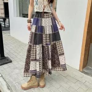 체크스커트 치마 플레어스커트 밴딩 캐주얼 체크 여름 휴양지 체