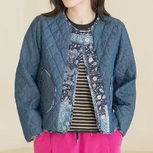 엄마옷 마담4060 내추럴포엠 데님누빔노카라자켓 여성 데일리 -ZJK2601004-