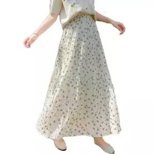 플라워스커트 여자 꽃무늬 밴딩 롱스커트