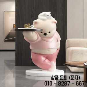 홈데코 곰 조각상 트레이 수납 랙 북유럽 스타일 거실 대형 바닥 예술 장식품 집들이 선물 인테리어 피규어