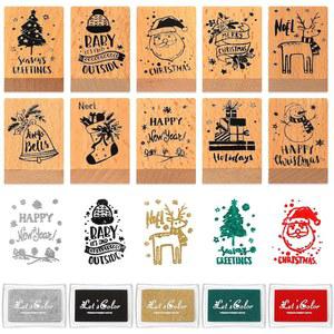 MountCLIM 15개 메리 크리스마스 패드 위한 고무 트리 카드 스탬프와 나무 공예 제작을 잉크 스탬프 DIY 겨울 스크랩북 눈송이 장식 아트 파티 빈티지