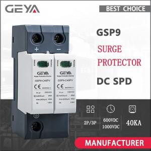GEYA GSP9 DC 서지 보호기 PV SPD 600V 1000V 20KA 2P 3P 장치 번개