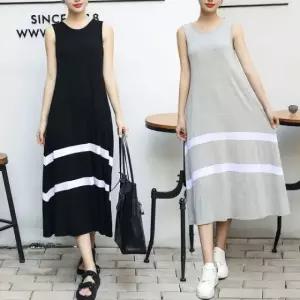 미디원피스 브이넥원피스 반팔원피스 청치마 프릴 (WFKHLBL)