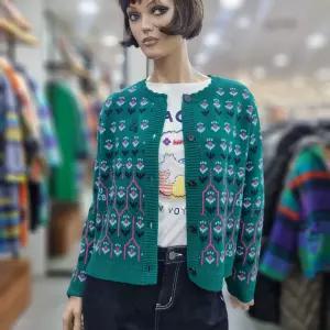 베네통/애플아울렛/모 100% 플라워 자카드 니트 가디건/BAKC02511