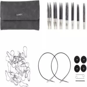 니트 픽 옵션 우드 쇼트 교체용 바늘 세트 케이스 및 스티치 마커(클락 쇼트)