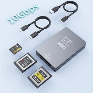 10Gbps CFExpress 타입 B 카드 리더 - 5 in 1 USB C&USB A /XQD /SD 리더용 B+SD 3.0 카드+XQD 어댑터 메모리 /Mac /Linux /Android