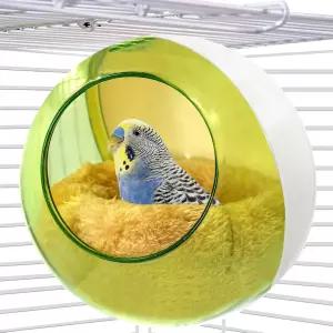 새장 물림 방지 세척 가능한 투명 관찰 작은 새집 매달림 따뜻한 새 침대 플러시 오두막 잉꼬 둥지로 버기