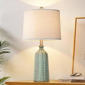 JUNNAI 그린 나이트스탠드 | 디밍 흰색 램프(불 포함) 3방향 모던 24.5인치: 침실 테이블 거실용 램프 침대 가능한 있는 및 옆 세라믹 그늘이 드럼