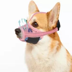 포치 개 총구 부드러운 물림 방지 짖는 소리 씹기 편안한 에어 메시 마우스 가드 통기성 조절 가능한 루프