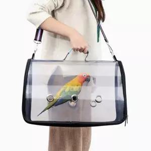 앵무새 투명 이동장 휴대용 이동가방 새장 외출 대형