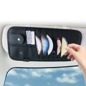 차량용 CD 케이스 홀더  선바이저 정리함 DVD 보관 슬리브  펜 선글라스 카드 포켓 포함