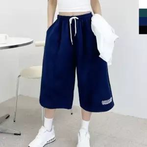 여성 편안한 밴딩 버뮤다 트레이닝 팬츠 7부 1P 바지 WFLQNL0