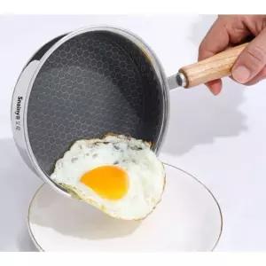 1인용 깊은프라이팬 웍 316스텐 3중 13CM 계란후라이 원목손잡이 16CM 붙지않는